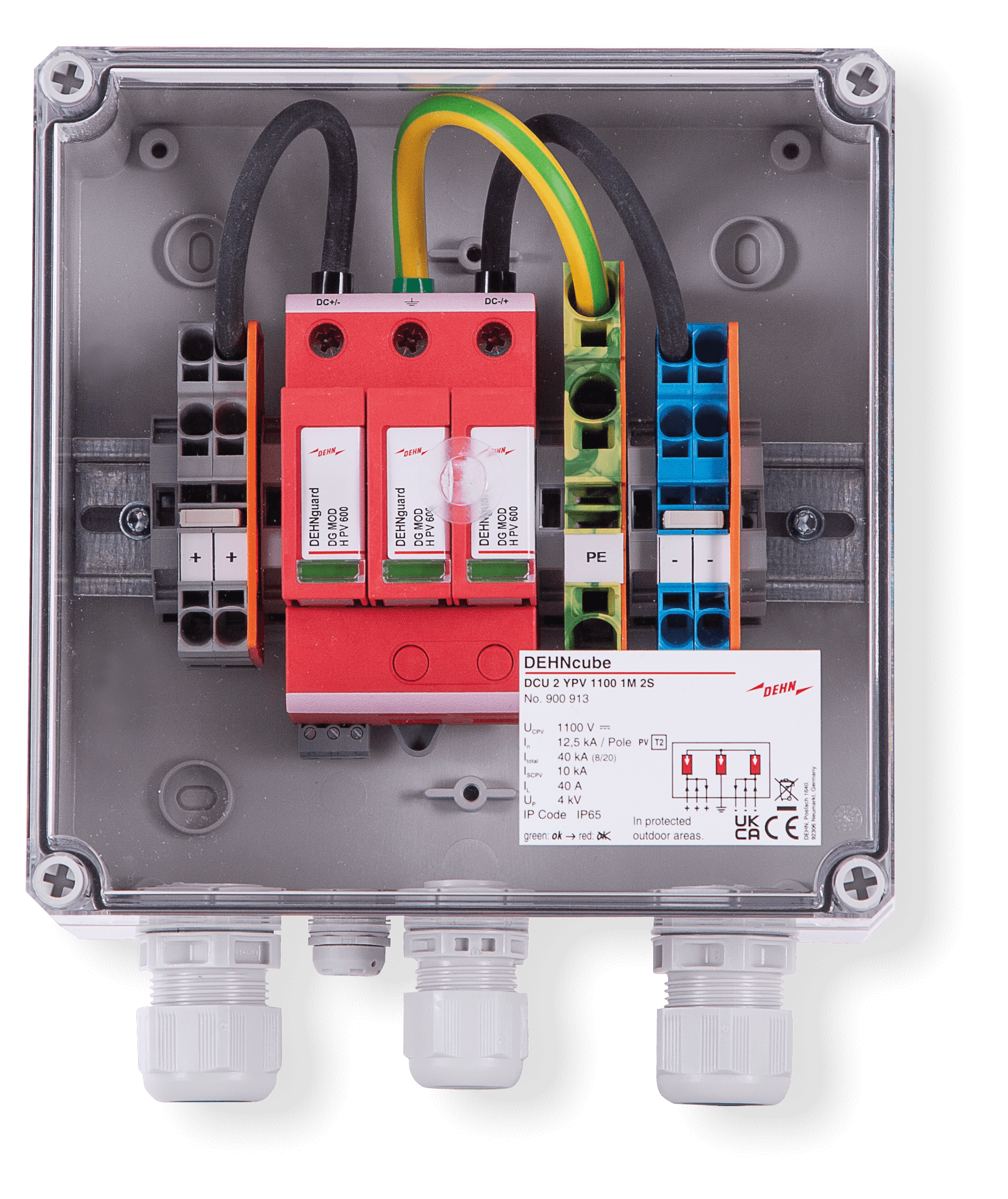 enwitec overvoltage protection DC type II, 1 MPPT, terminals