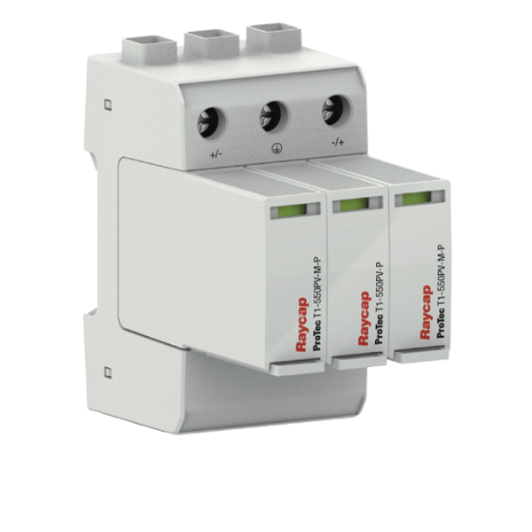 Raycap DC overvoltage protection top-hat rail types I+II